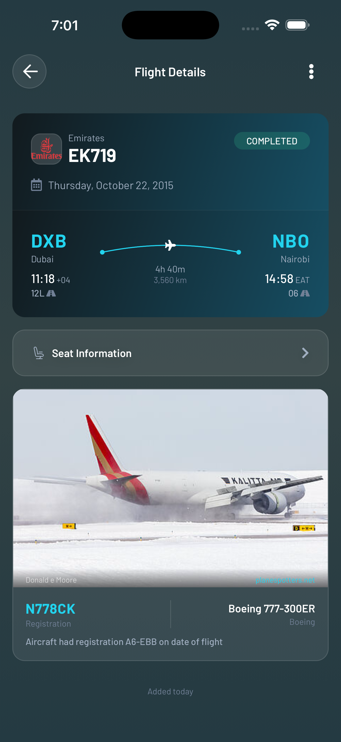 Flight details